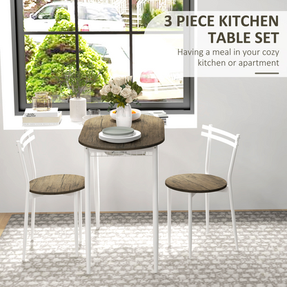 3pc Dining Table and Chairs Set, Oval Kitchen Table with 2 Chairs, Natural