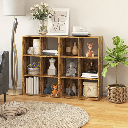 HOMCOM Industrial Style Storage Shelf, Bookcase, Bookshelf, Rustic Brown