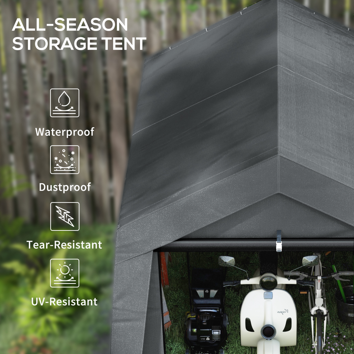 10 x 10ft Portable Garden Storage Shed Dark Grey