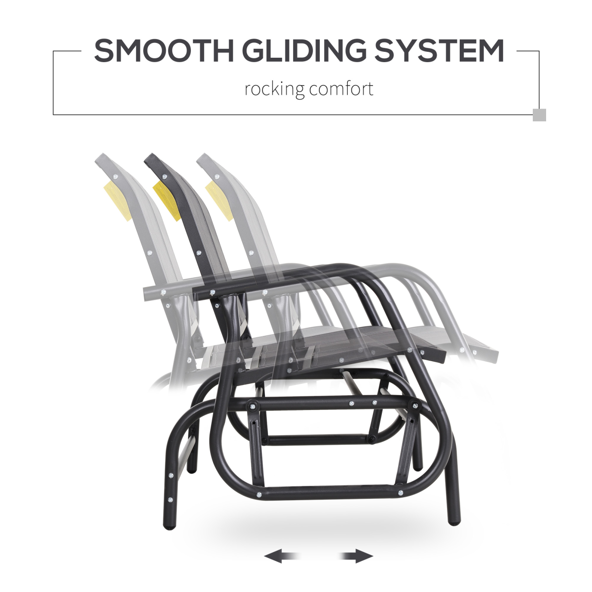 2-Person Glider Bench Patio Double Swing Gliding Chair Loveseat Grey Armrest