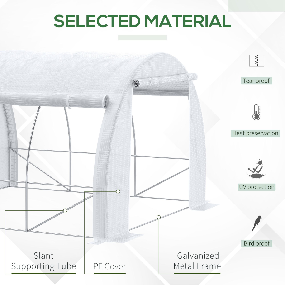Polytunnel Greenhouse Pollytunnel Tent w/ Steel Frame White 3 x 3 x 2 m