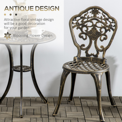 3-Piece Cast Aluminium Garden Bistro Set with Parasol Hole
