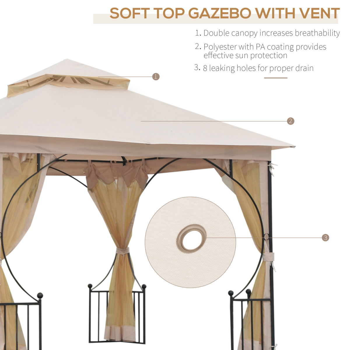 Metal Gazebo With Sides Waterproof