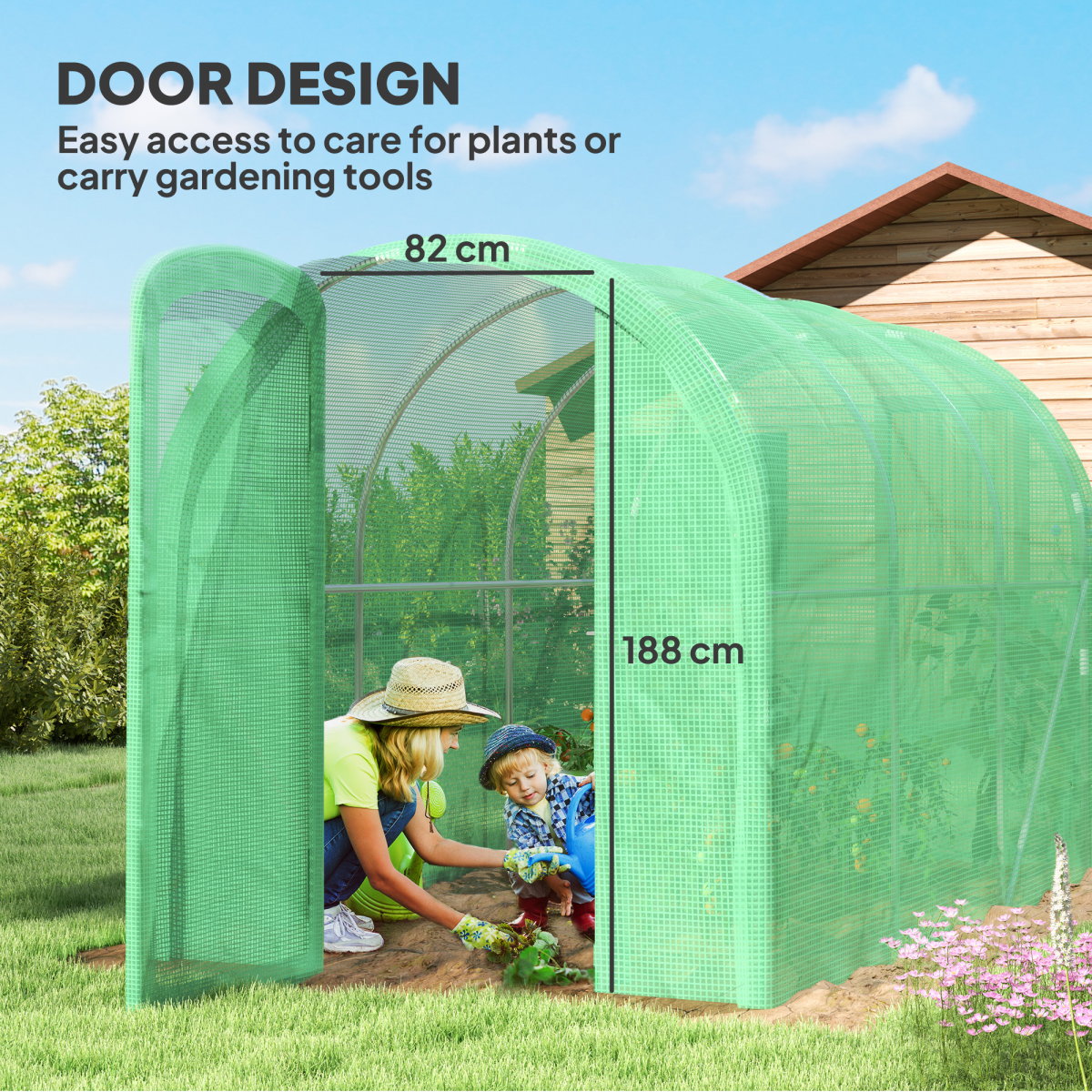 Polytunnel Greenhouse with Door, Galvanised Steel Frame 3 x 2 x 2m