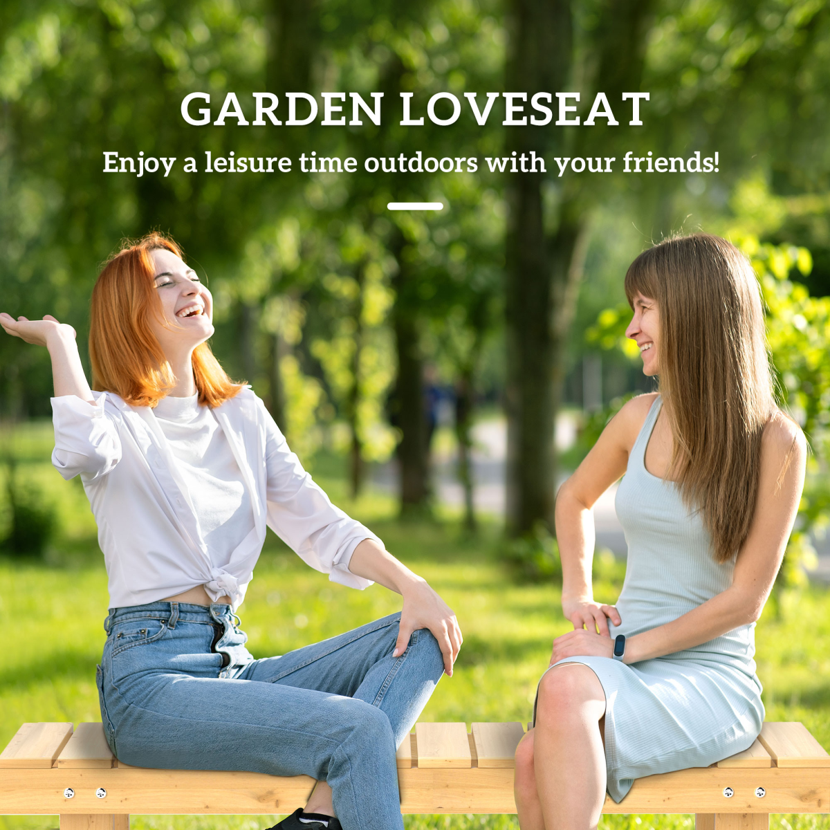 2-Seater Outdoor Garden Fir Wood Patio Bench