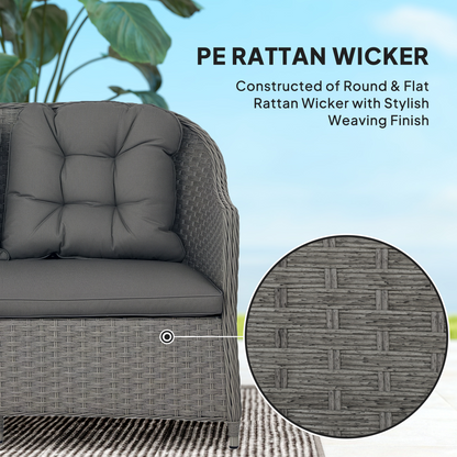 Rattan Garden Furniture, Padded Cushions Conversation Sofa Set 4 PCS