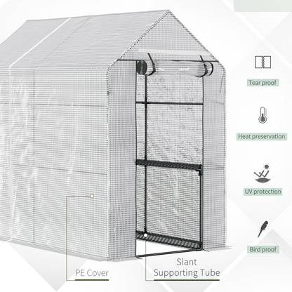 Walk in Garden Greenhouse with Shelves Steeple 186Lx120Wx190Hcm White