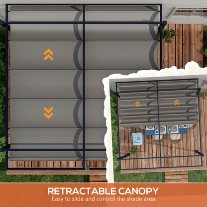 3 x 4m Pergola with Retractable Roof and Aluminium Frame, Grey