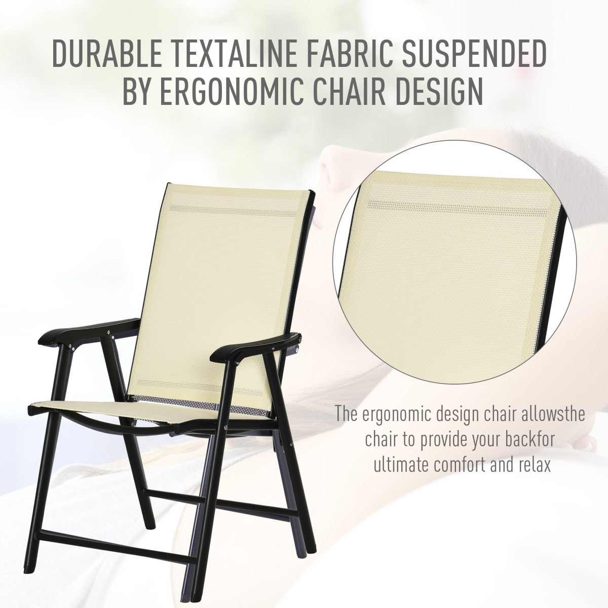Foldable Metal Garden Chairs Dining Seat Yard Furniture