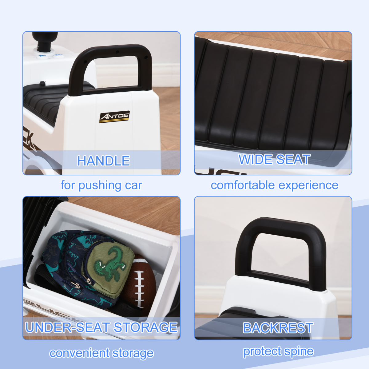 3-in-1 Ride On Car Kids Mercedes Truck Storage for 12 - 36 Months White