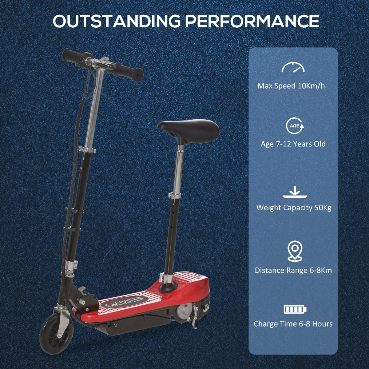 Kids Foldable Electric Powered Scooters 120W Toy w/ Brake Kickstand Red