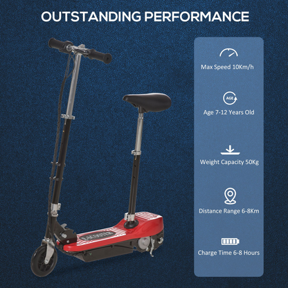 Kids Foldable Electric Powered Scooters 120W Toy w/ Brake Kickstand Red