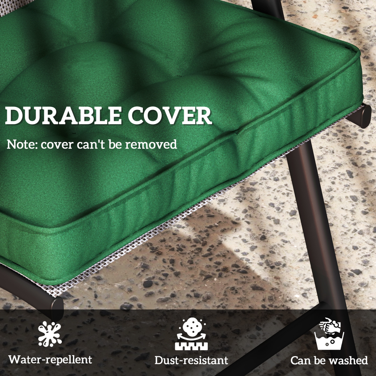 42 x 42cm Replacement Garden Seat Cushion Pad with Ties, Green