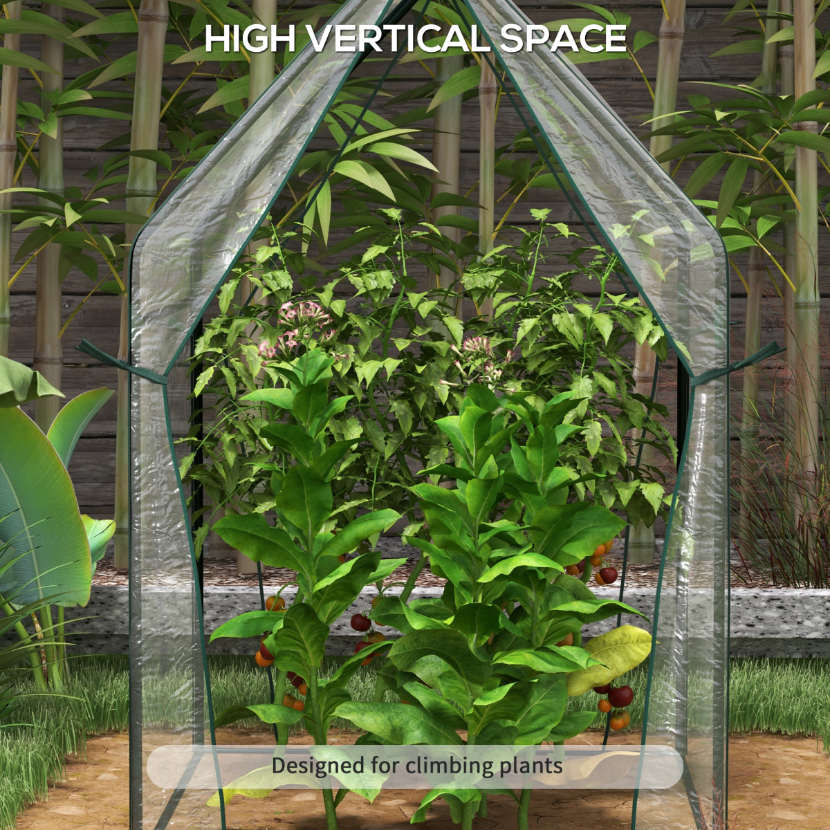 Tomato Greenhouse with 2 Zipped Doors, Outdoor Green House, Clear