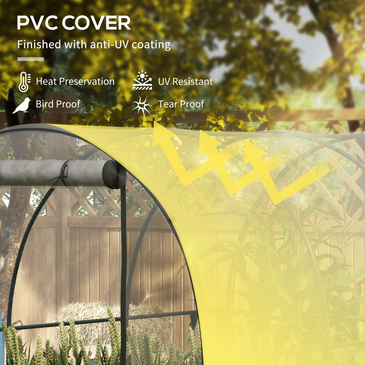 3 x 2 x 2m Polytunnel Greenhouse with Door, Windows, Steel Frame
