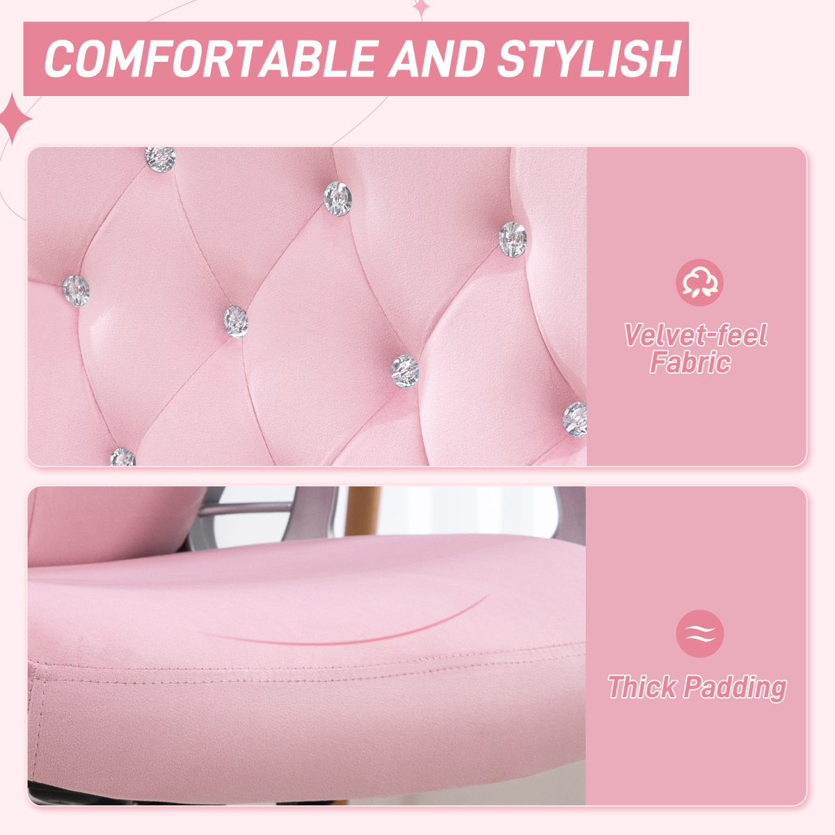 Home Office Chair with Adjustable Height Tilt Function Pink