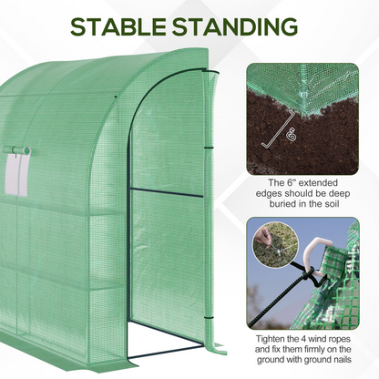 6.5 x 3.5ft Lean To Walk In Greenhouse Green