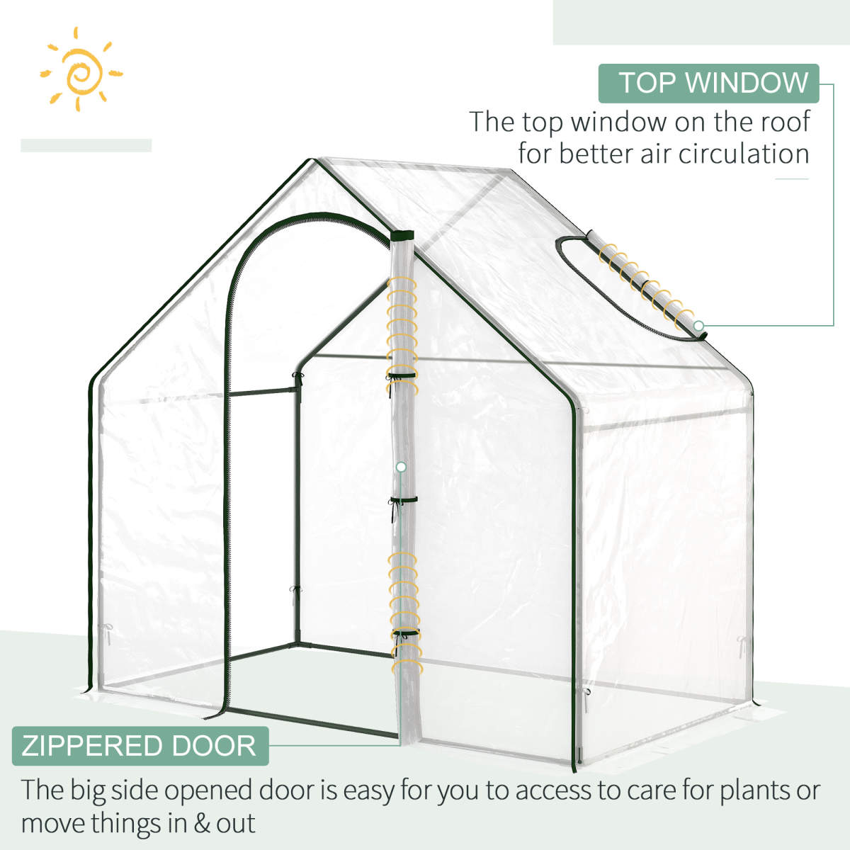Portable Walk-in PVC Greenhouse w/ Zipped Door for Flowers Plant