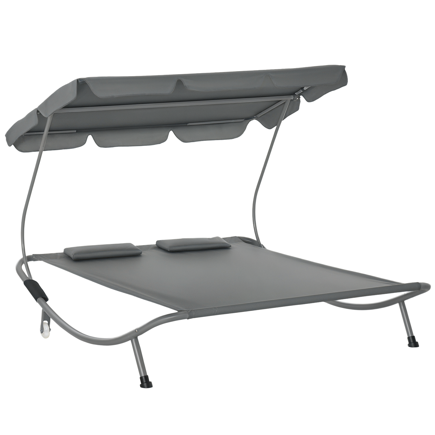 Double Hammock Swing Garden Outdoor Frame Sun Lounger Bed Beds Canopy w/ Pillows