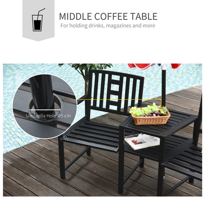 Garden Chair Bench Loveseats w/Coffee Table Slatted Design Patio Yard 2 Seat