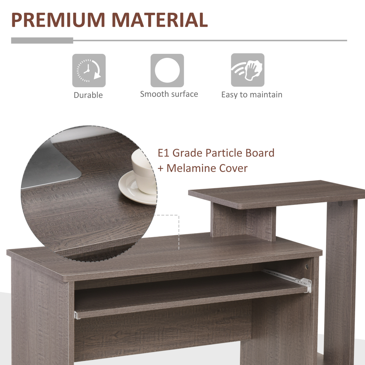 Computer Desk with Sliding Keyboard Tray Storage Drawer Shelf
