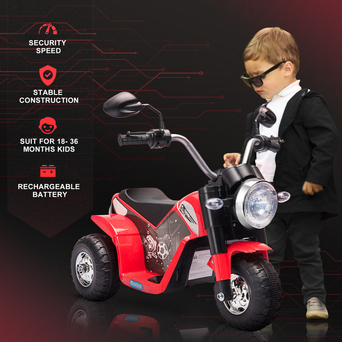 Kids 6V Electric Motorcycle Ride-On Toy Battery Red