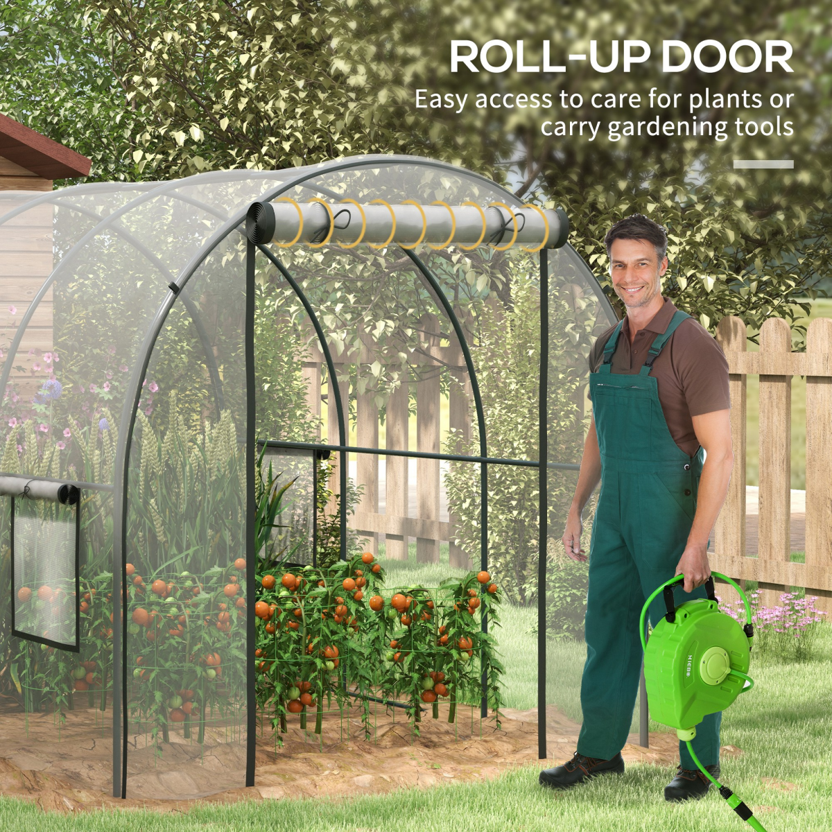 3 x 2 x 2m Polytunnel Greenhouse with Door, Windows, Steel Frame
