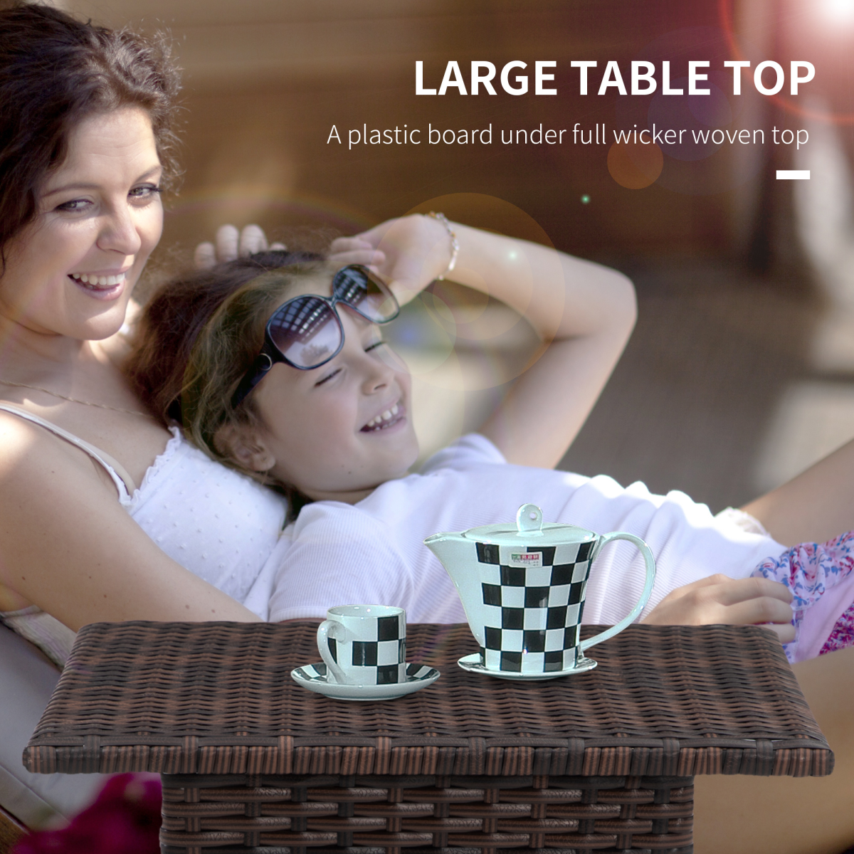 PE Rattan Outdoor Coffee Table, Easy Match Rattan Side Table, Brown