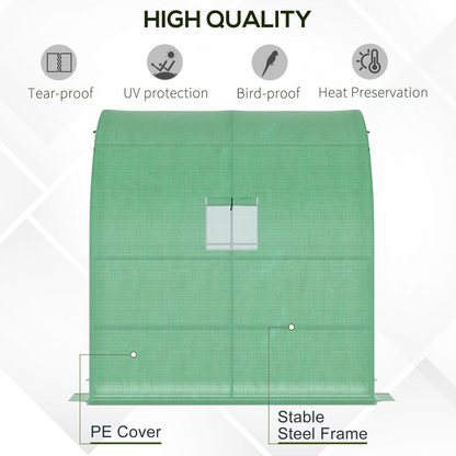 6.5 x 3.5ft Lean To Walk In Greenhouse Green