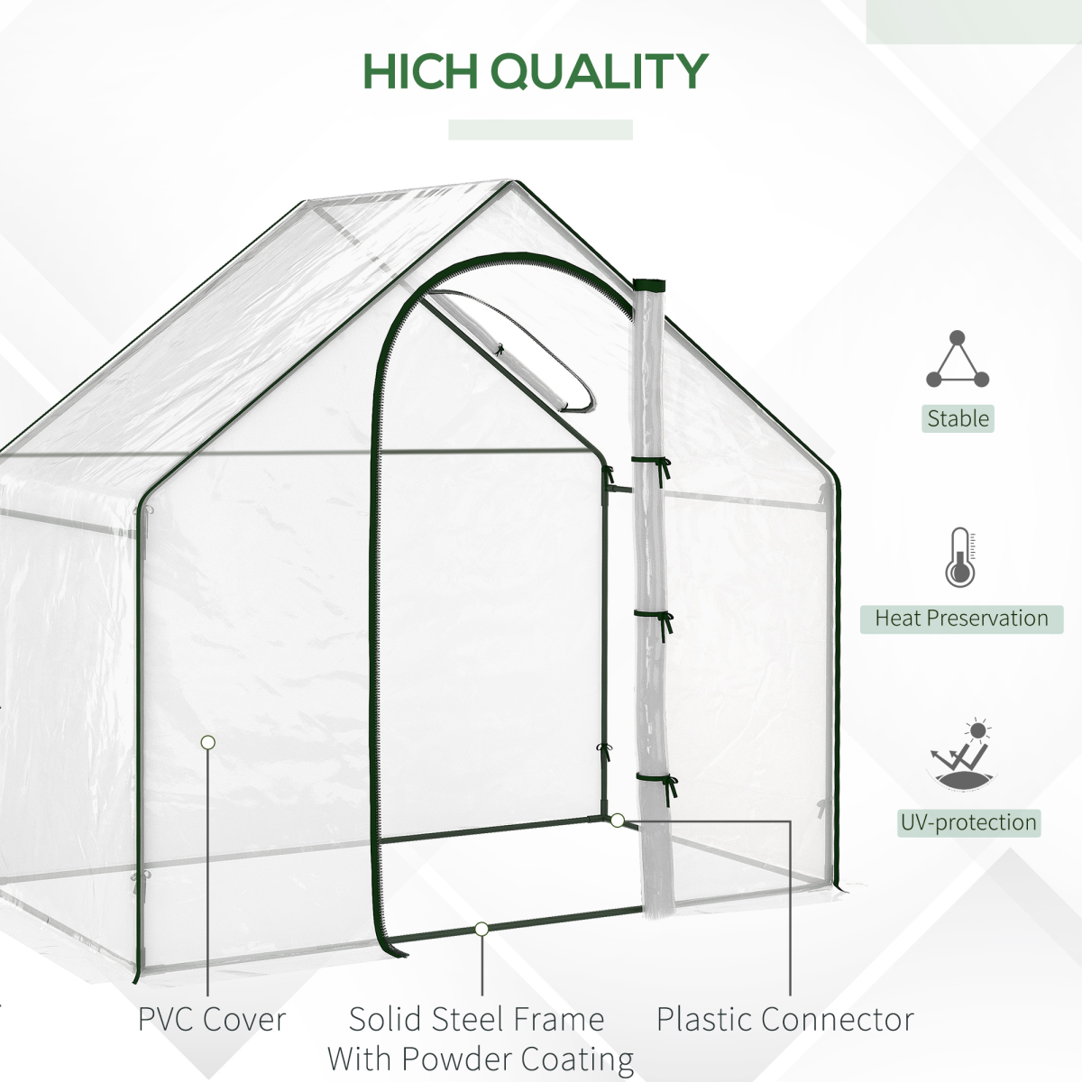 Portable Walk-in PVC Greenhouse w/ Zipped Door for Flowers Plant