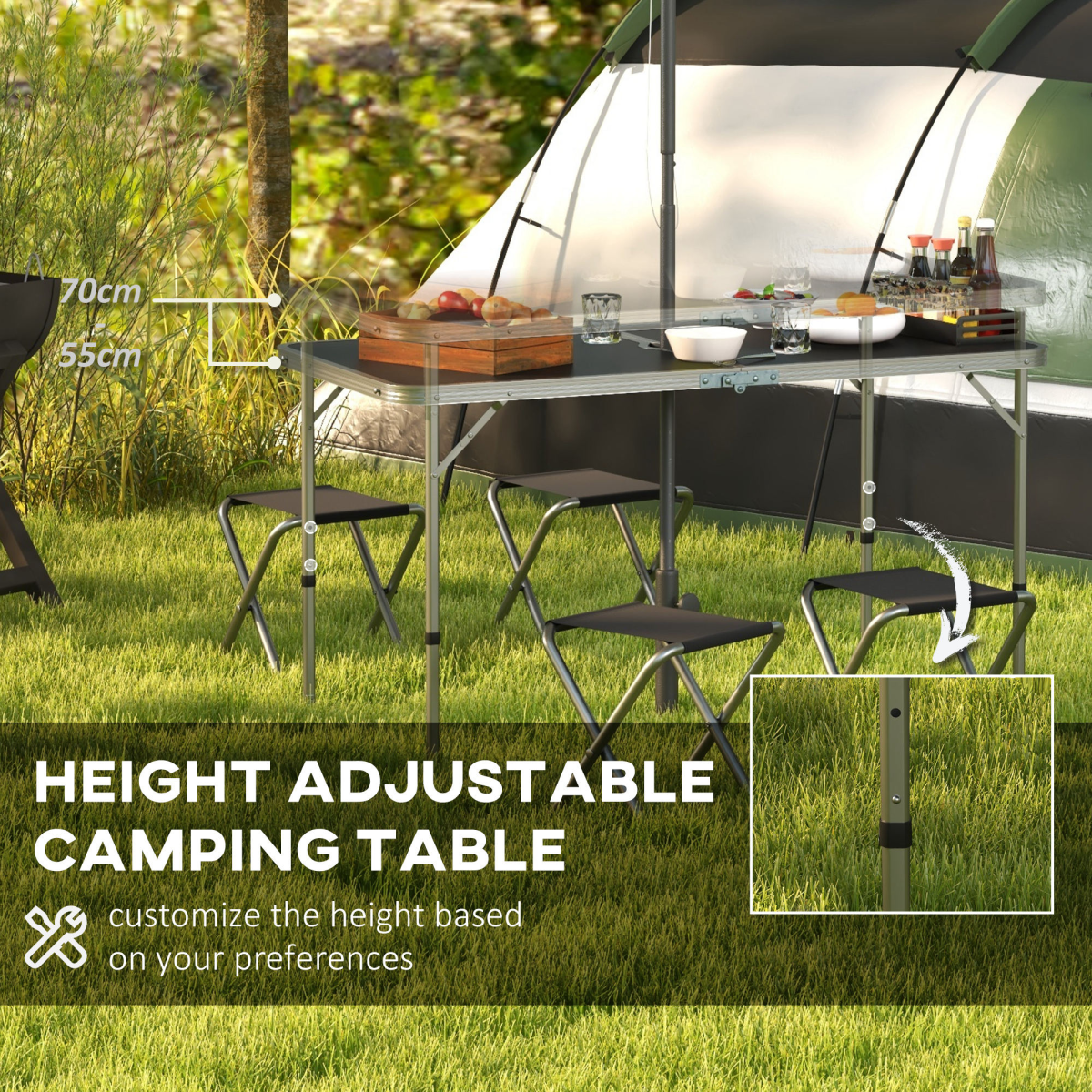 Camping Table and Chairs Outdoor Indoor Use for BBQ Picnic Garden
