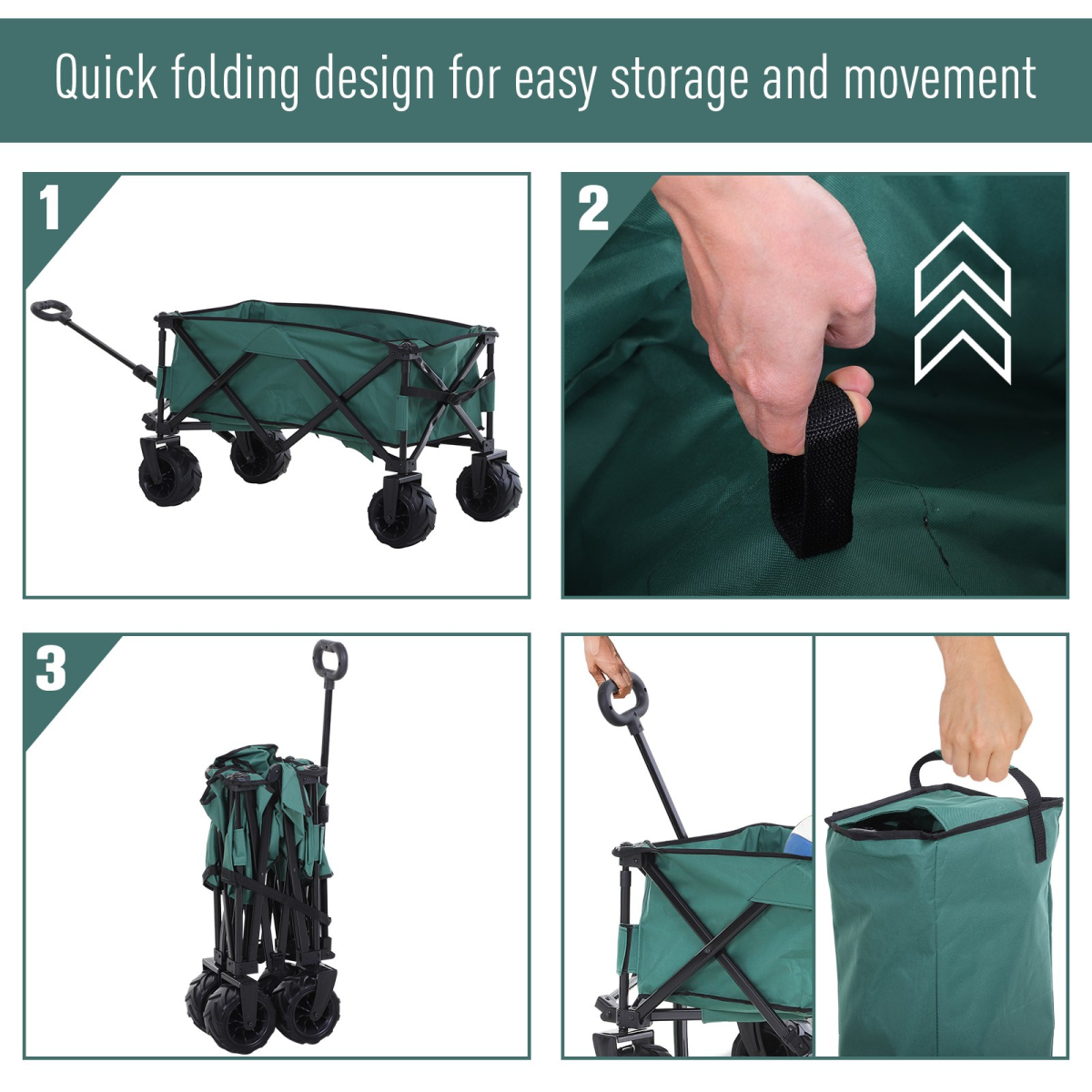 Outdoor Cart Folding Cargo Wagon Trailer Beach w/ Telescopic Handle