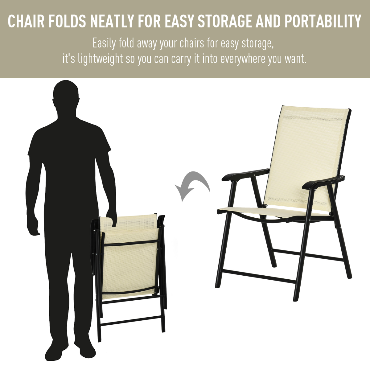 Foldable Metal Garden Chairs Dining Seat Yard Furniture