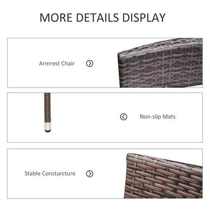 4 PC Outdoor Rattan Armchair Wicker Dining Chair Set for Garden Brown