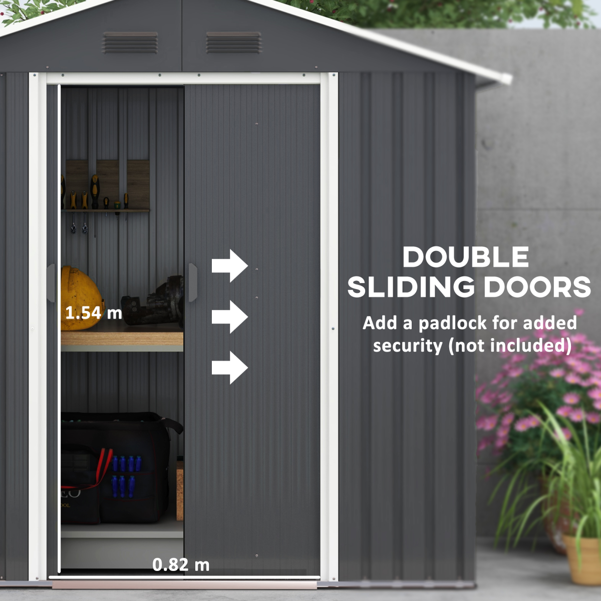 Metal Garden Shed for Garden and Outdoor Storage, Dark Grey 6.5x3.5ft