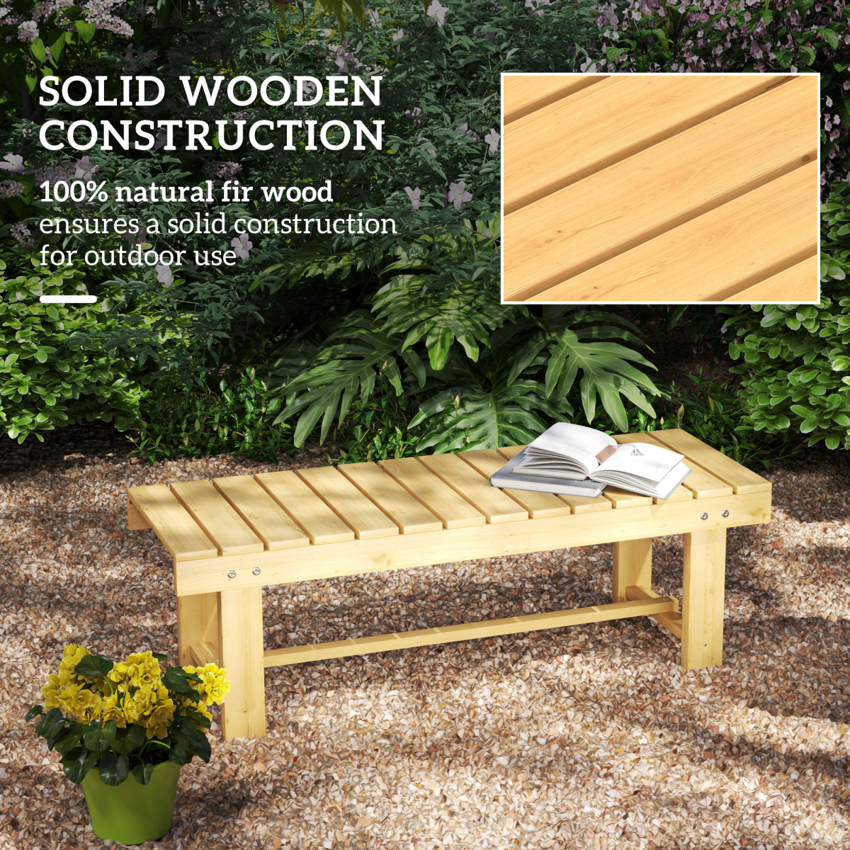 2-Seater Outdoor Garden Fir Wood Patio Bench