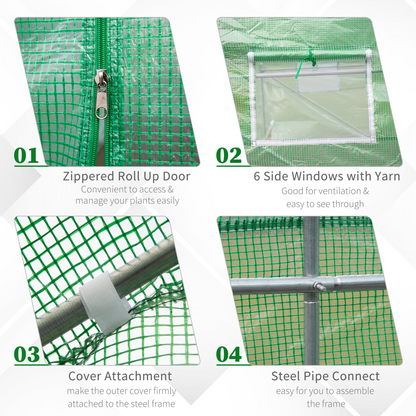 4.5m x 2m x 2m Walk-In Gardening Plant Greenhouse w/ PE Cover, Green