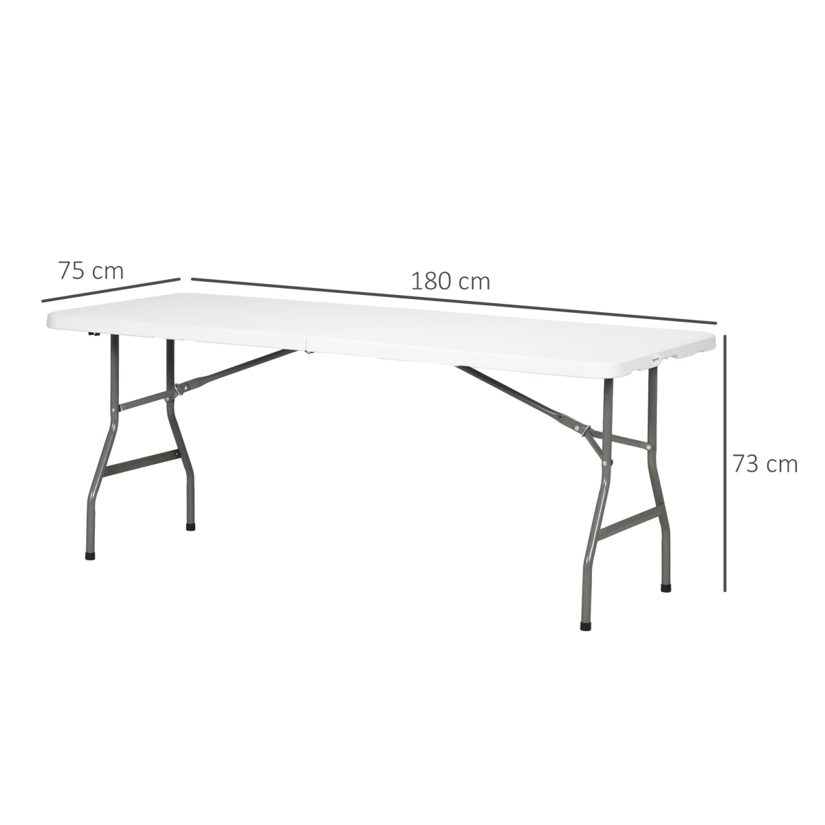 Folding Garden Table, Patio Table with Metal Frame, White