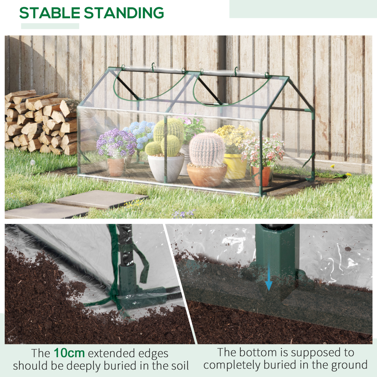 Greenhouse Plants Foil Tomato Vegetable House W/ 2 Windows Clear