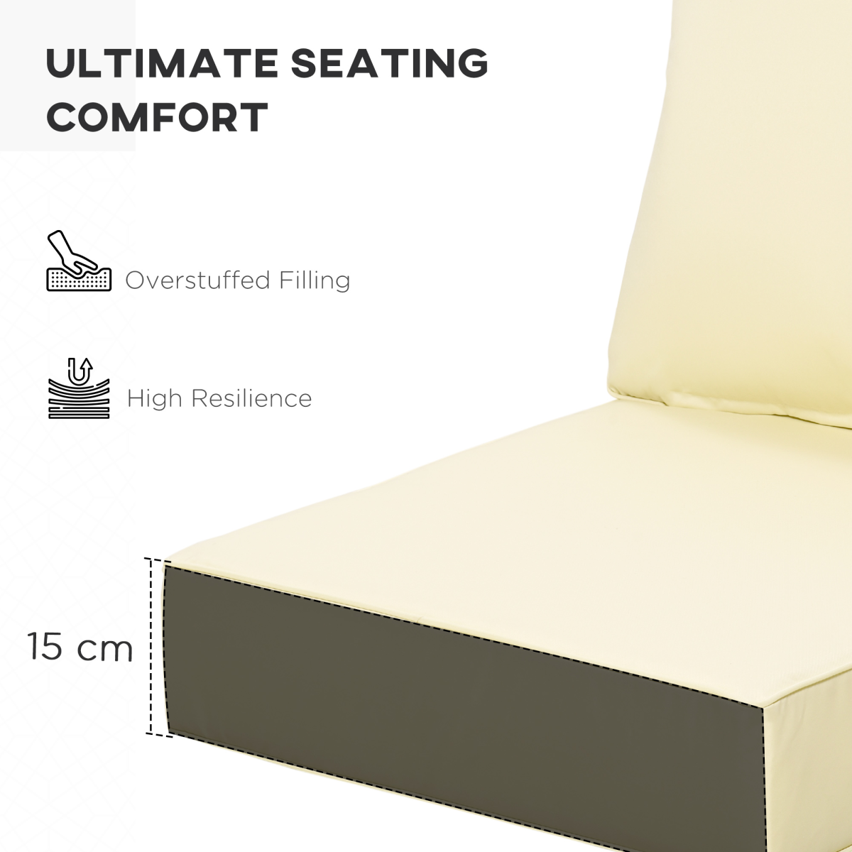 Outdoor Seat and Back Cushion Set, Deep Seating Chair Cushion, Beige