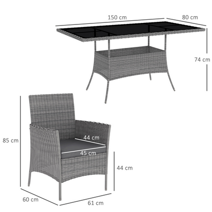Rattan Dining Set for 6