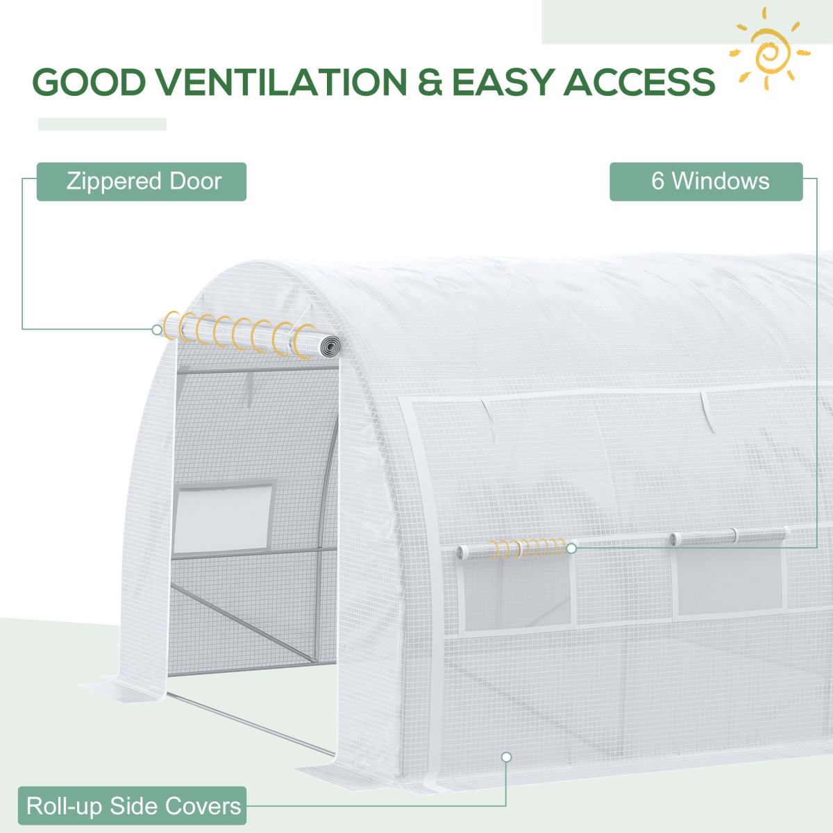 Polytunnel Greenhouse Pollytunnel Tent w/ Steel Frame White 3 x 3 x 2 m