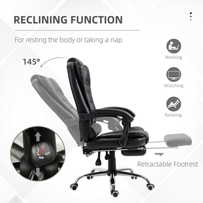 PU Leather Home Office Chair High Back Computer Chair with Swivel Wheels Black
