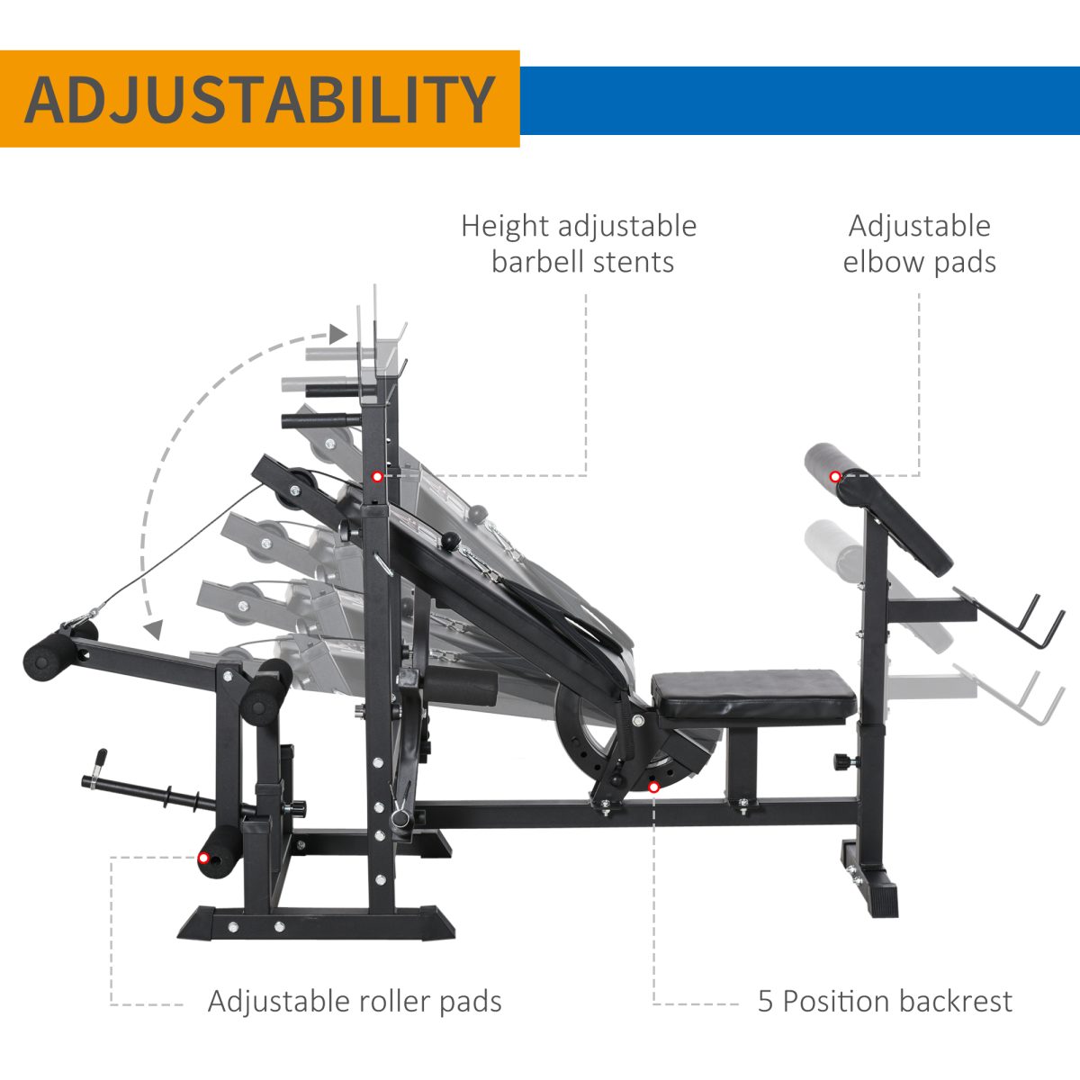 Multi-Exercise Full-Body Weight Bench with Bench Press & Leg Extension