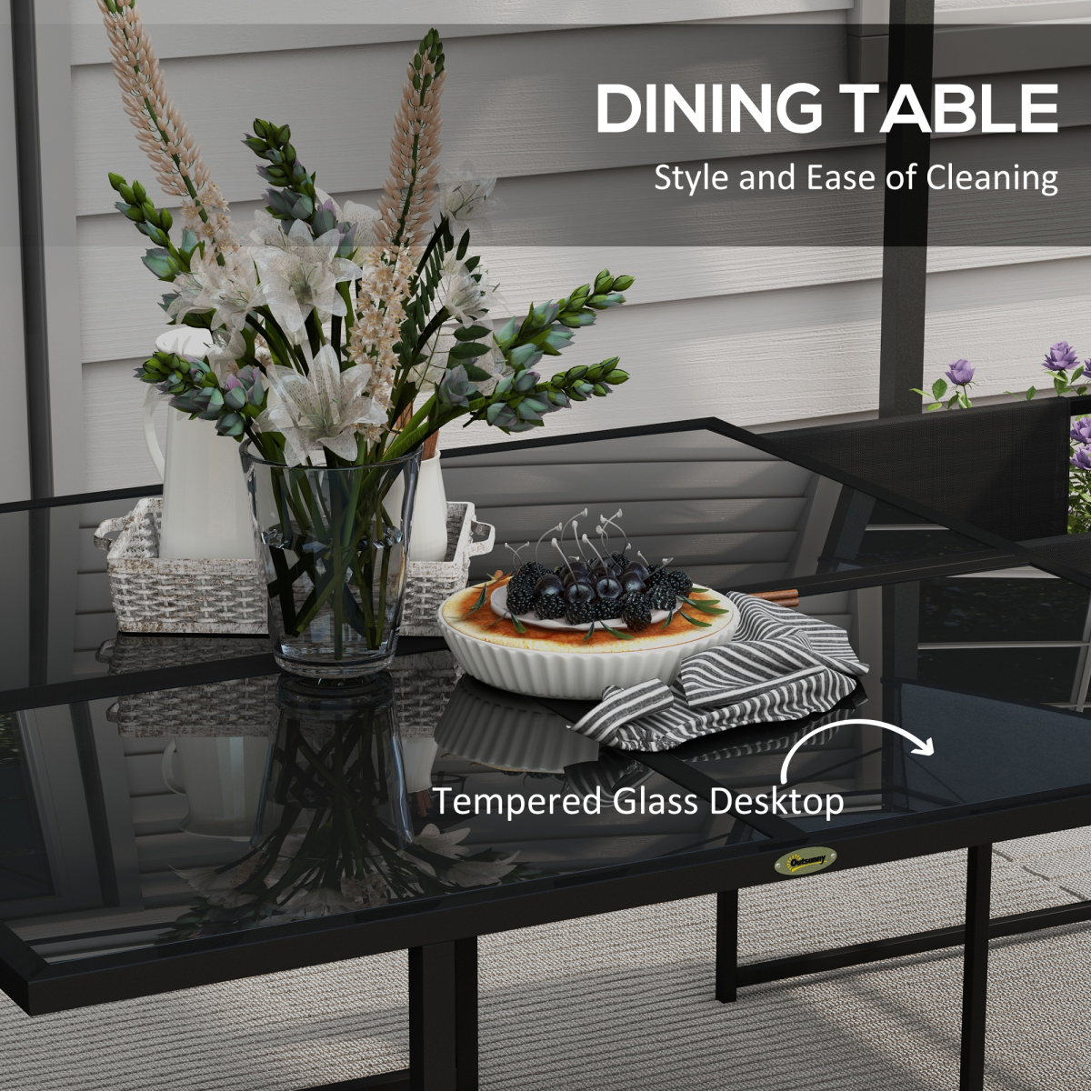Outdoor Table and Chairs with Adjustable Backrest for Garden 4 Seater