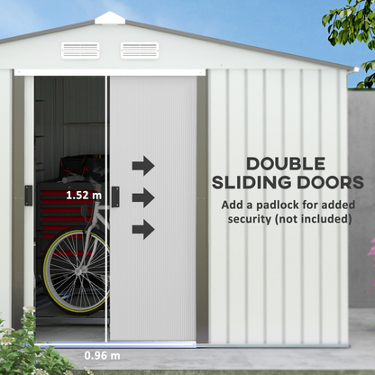 9 x 6ft Metal Garden Storage Shed Silver