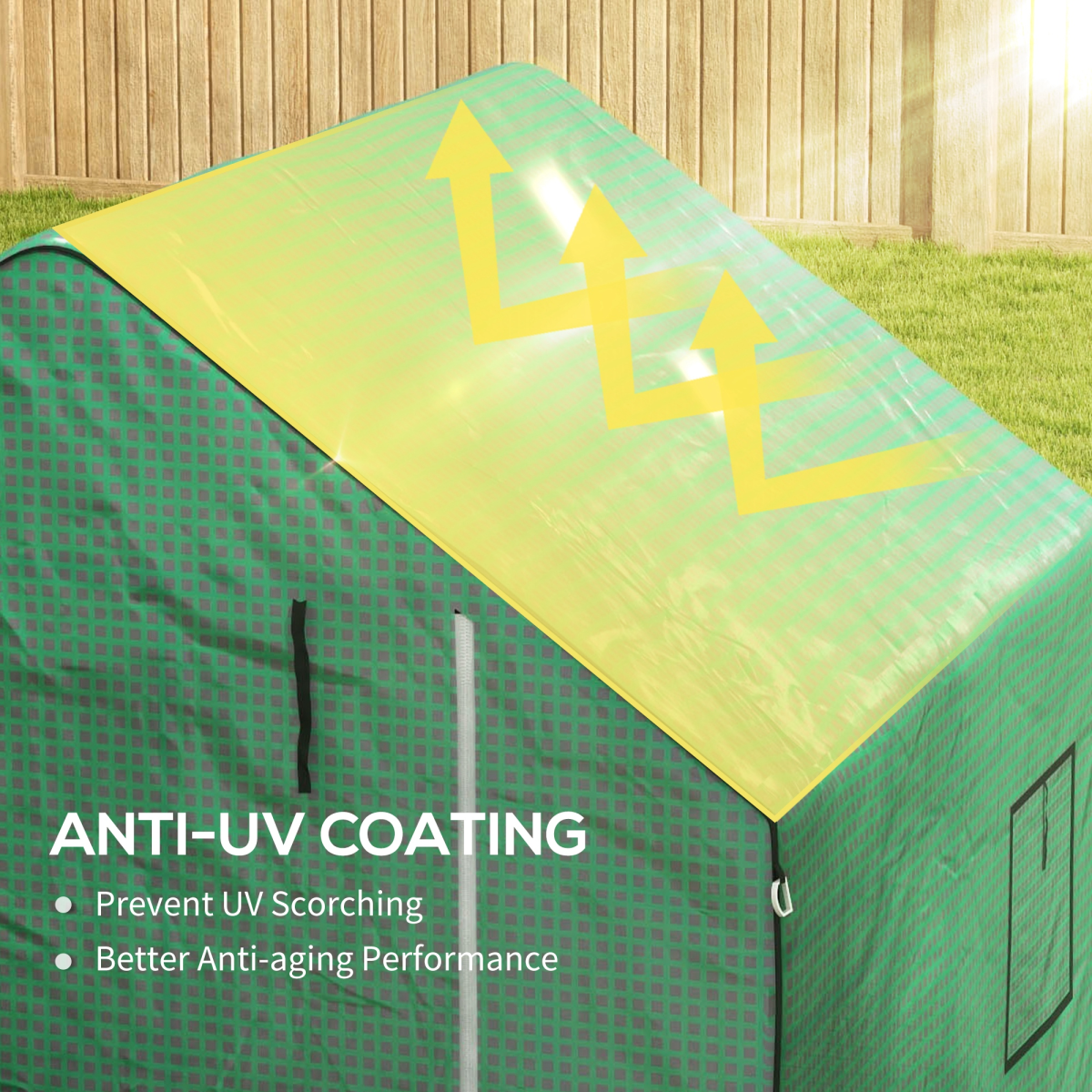 Walk-in Greenhouse Cover Replacement with Door and Mesh Windows, Green