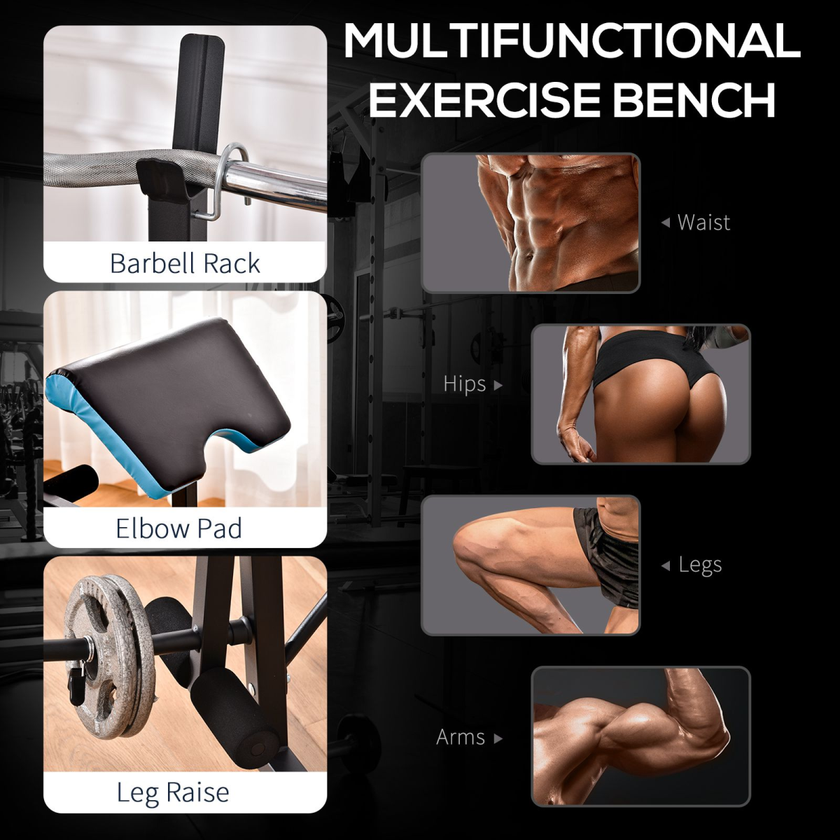 Adjustable Weight Bench with Leg Developer Barbell Rack for Home Gym
