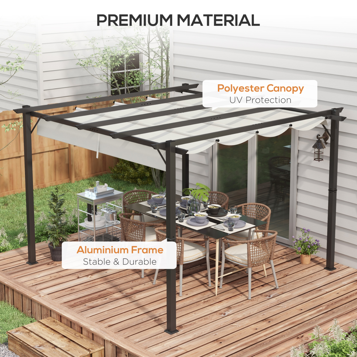 3x3(m) Pergola Gazebo Sun Shade Shelter Aluminium Garden Canopy, Grey