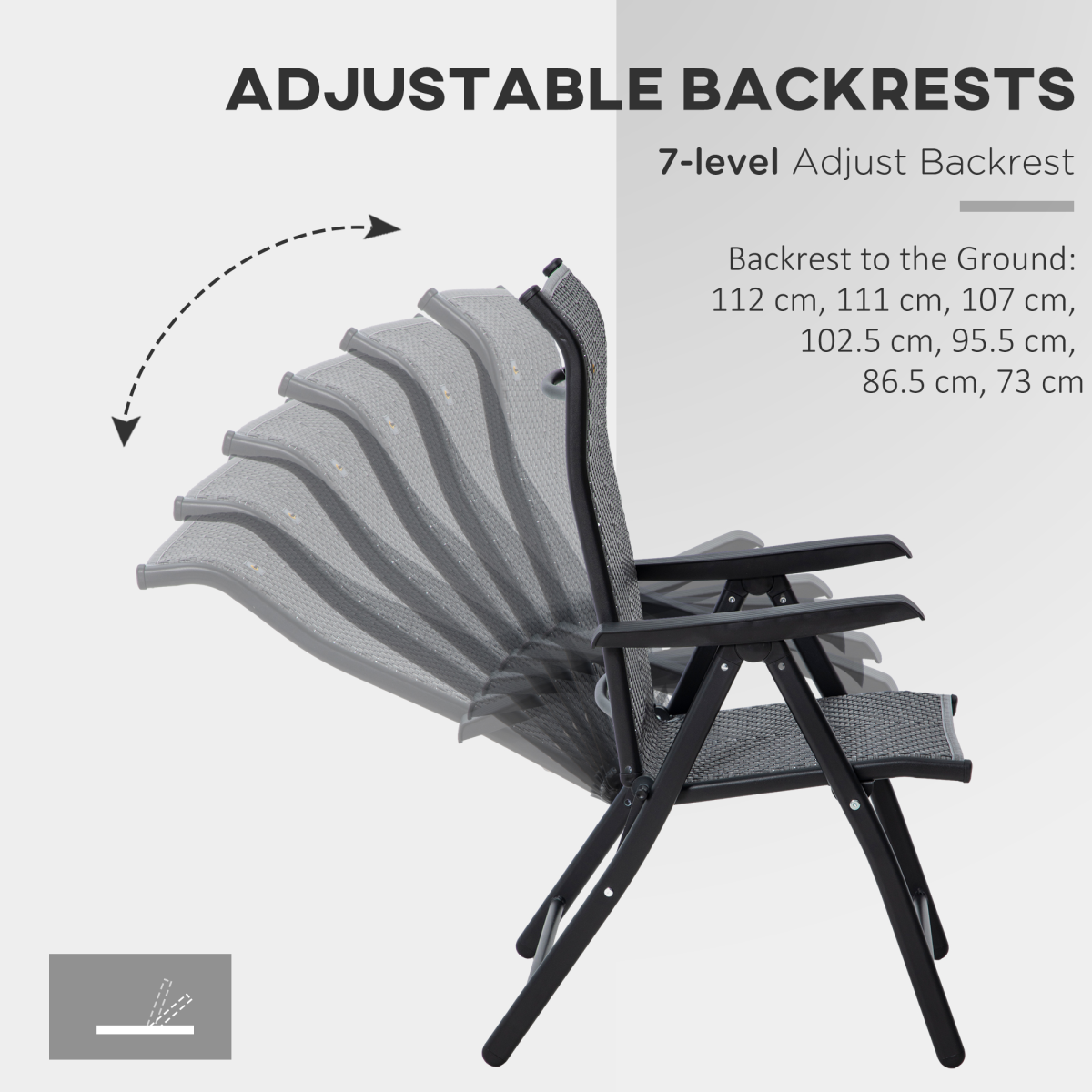 Outsunny Set of 4 Outdoor Rattan Folding Chair Set w/ Adjustable Backrest Grey